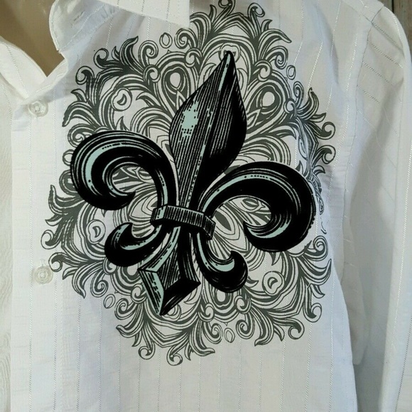 Premium Culture Italy Button Up Shirt Fleur De Lis - Picture 3 of 6